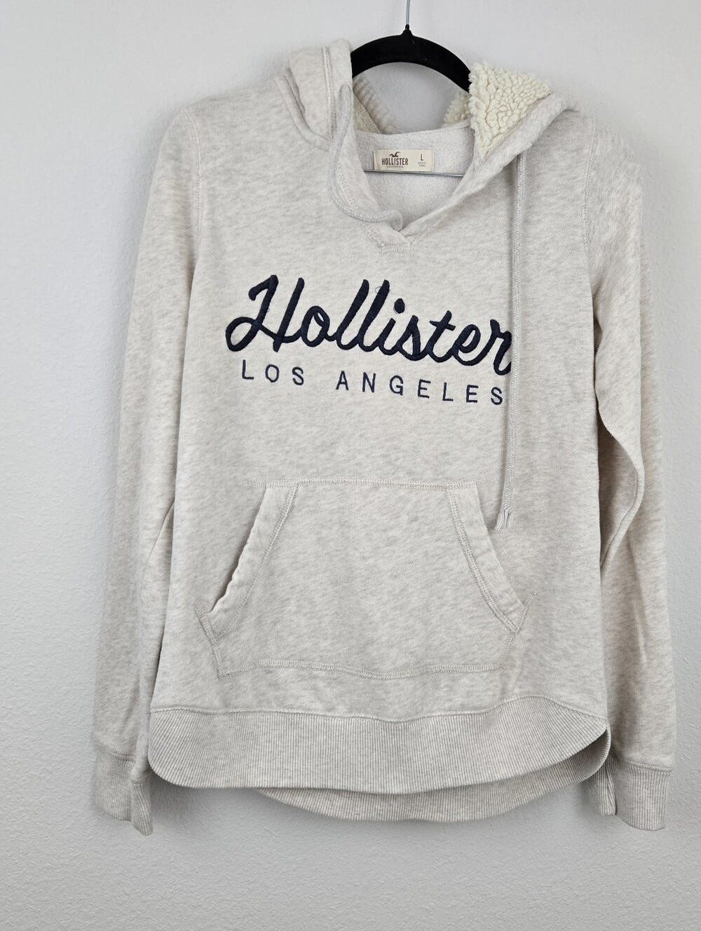 Cream Hollister Pullover Sherpa Lined Hoodie